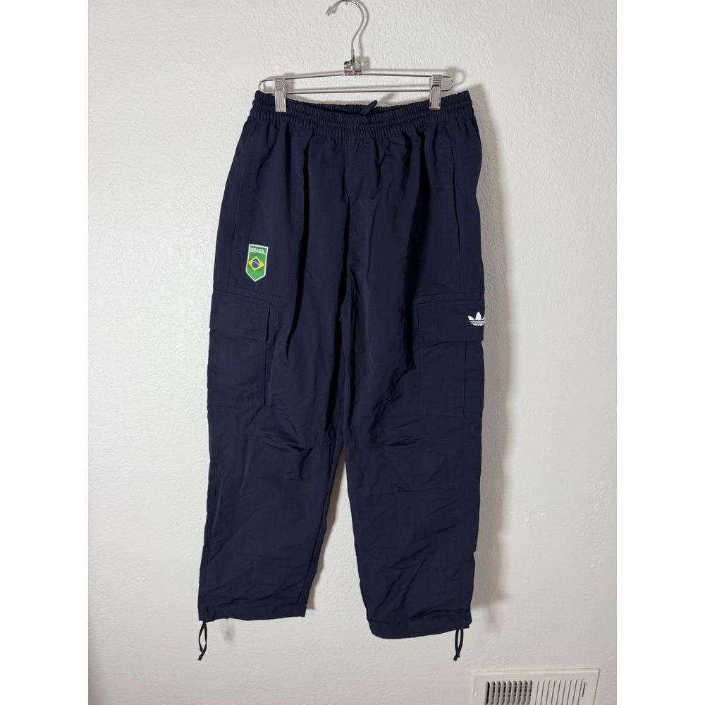 Adidas Brasil Cargo Pants Mens Medium Navy Blue Skateboarding Drawstring JE1694‎